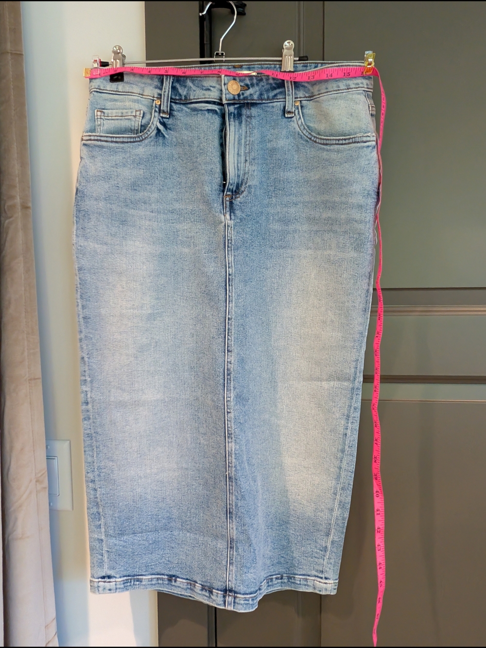 Kut from the Kloth Light Blue Straight Leg Denim Skirt